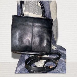 LORD & TAYLOR/  Black/ Leather Tote/ 8 1/2 x 10